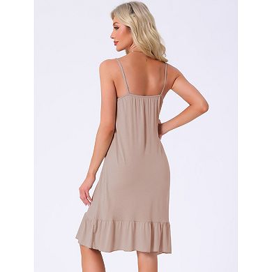 Women's Sleepwear Lace Cute Nightgown Sleeveless Ruffle Thigh Length Nightdress Lingeries