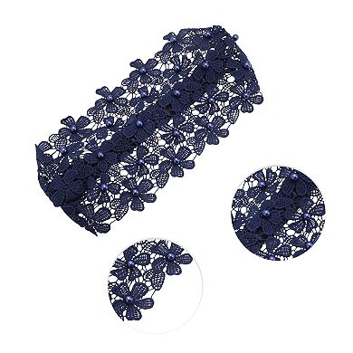 Fashion Faux Pearl Floral Wide Headwrap 1 Pc
