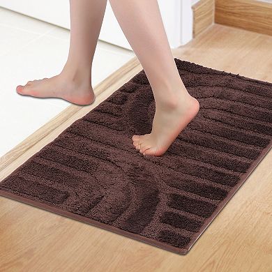 1 Pcs Geometry Pattern Bathroom Rugs Mat, Bath Floor Mat, Non Slip Shaggy Bath Carpet 20" x 32"
