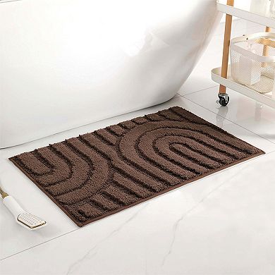 1 Pcs Geometry Pattern Bathroom Rugs Mat, Bath Floor Mat, Non Slip Shaggy Bath Carpet 20" x 32"