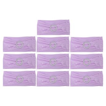 10 pc Chair Sashes Bow, Spandex Chair Cover Band with Buckle Slider, Stretch Chair Ties Bows
