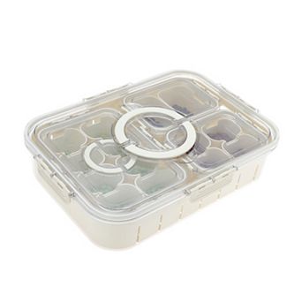 Rectangle Drain Food Storage Containers 14 Compartment 14.76"x10.83"x3.15" White Transparent 1 Set