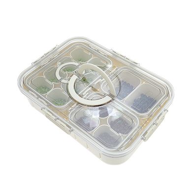 Rectangle Drain Food Storage Containers 14 Compartment 14.76"x10.83"x3.15" White Transparent 1 Set