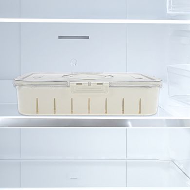 Rectangle Drain Food Storage Containers 14 Compartment 14.76"x10.83"x3.15" White Transparent 1 Set