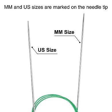 Size US 1 (2.25mm) Knitting Needles Circular Needle 40" (100cm) Round Metal Stainless Steel Needle