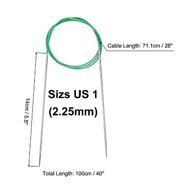 Size US 1 (2.25mm) Knitting Needles Circular Needle 40" (100cm) Round Metal Stainless Steel Needle