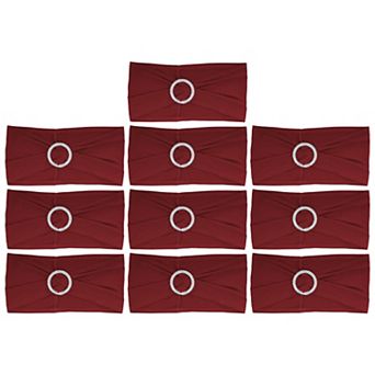 10 pc Chair Sashes Bow, Spandex Chair Cover Band with Buckle Slider, Stretch Chair Ties Bows