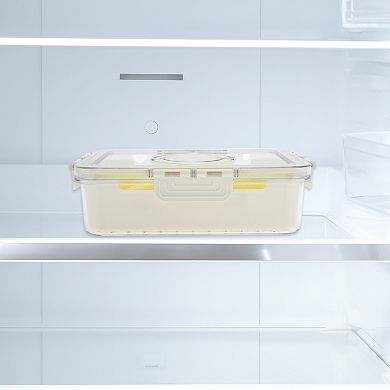 Rectangle Fridge Food Storage Containers 3 Compartment 9.25"x6.5"x2.56" White Transparent 1 Set