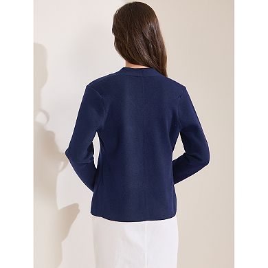 Women's Collarless Blazer Long Sleeve One Button Business Office Blazers Jacket