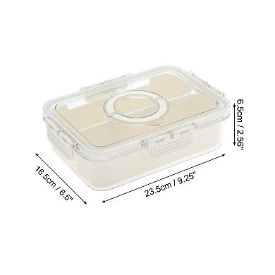 Sealed Rectangle Fridge Food Storage Container 2 Compartment 9.25"x6.5"x2.56" White Transparent 1Set