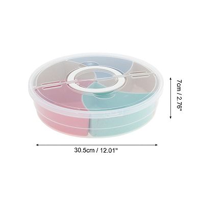Round Fridge Food Storage Containers 5 Compartment 12.01"x12.01"x2.76" White Transparent 1 Set