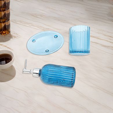 1 Set Durable Vertical Stripes Bathroom Accessories Kit