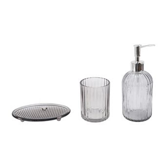 1 Set Durable Vertical Stripes Bathroom Accessories Kit