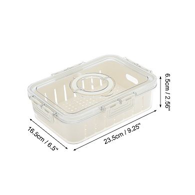 Sealed Rectangle Drain Food Storage Container 1 Compartment 9.25"x6.5"x2.56" White Transparent 1 Set