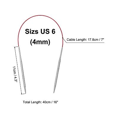 Size US 6 (4mm) Knitting Needles Circular Needle 16" (40cm) Round Metal Stainless Steel Needle