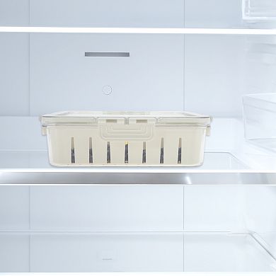 Sealed Rectangle Drain Food Storage Container 2 Compartment 9.25"x6.5"x2.56" White Transparent 1 Set
