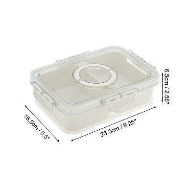 Rectangle Fridge Food Storage Containers 2 Compartment 9.25"x6.5"x2.56" White Transparent 1 Set
