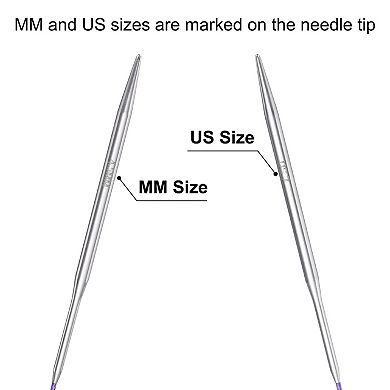 Size US 7 (4.5mm) Knitting Needles Circular Needle 16" (40cm) Round Metal Stainless Steel Needle