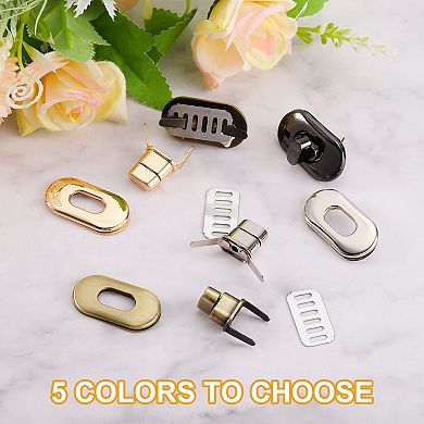 15pcs Turn Lock Clasp, Alloy Purse Closures Oval Twist Lock Fasteners Bag Hardware Accessories
