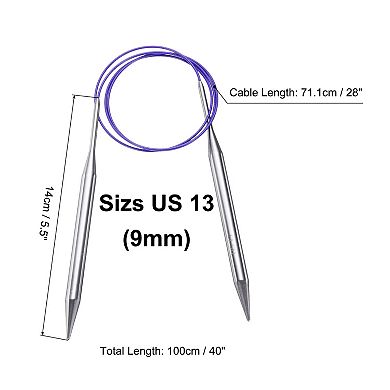 Size US 13 (9mm) Knitting Needles Circular Needle 40" (100cm) Round Metal Stainless Steel Needle