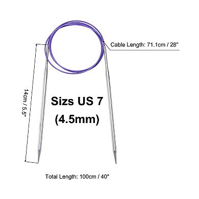 Size US 7 (4.5mm) Knitting Needles Circular Needle 40" (100cm) Round Metal Stainless Steel Needle