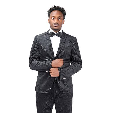 Men's Luxury 2-Piece Suit Jacket & Pants Floral Print Two Button Slim