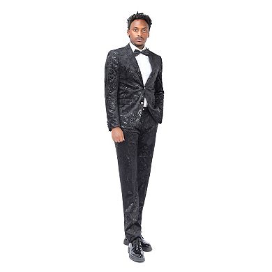 Men's Luxury 2-Piece Suit Jacket & Pants Floral Print Two Button Slim