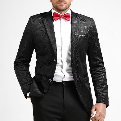 Men's Two Button Blazer Floral Print Notched Lapel Stylish Slim Fit