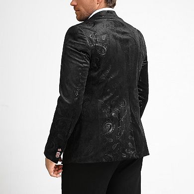 Men's Two Button Blazer Floral Print Notched Lapel Stylish Slim Fit