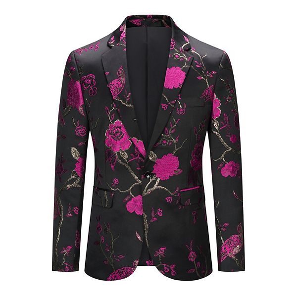 Mens Flower Tuxedo - Floral Blazer - Fashion Colorful Sport Coat With Matching Bowtie