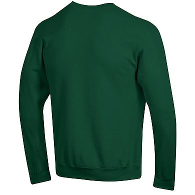 Men's Champion Green Tulane Green Wave Basic Arch Fleece Pullover Sweatshirt