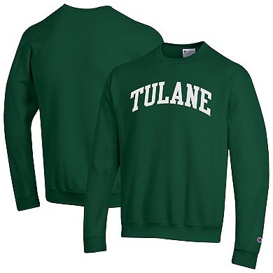 Men's Champion Green Tulane Green Wave Basic Arch Fleece Pullover Sweatshirt