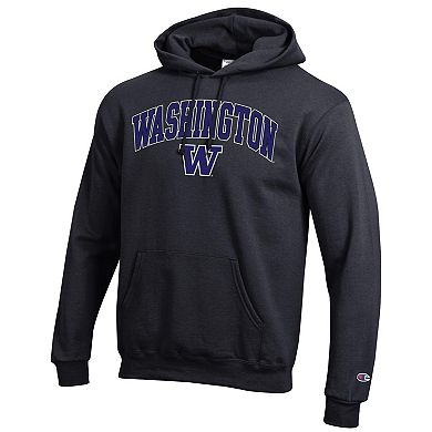 Men's Champion® Black Washington Huskies Arch Over Logo Pullover Hoodie