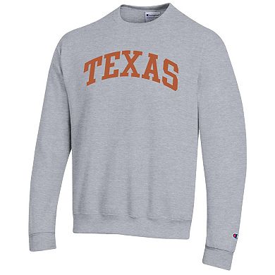 Men's Champion Heather Gray Texas Longhorns Basic Arch Fleece Pullover Sweatshirt