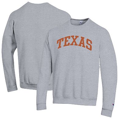 Men's Champion Heather Gray Texas Longhorns Basic Arch Fleece Pullover Sweatshirt