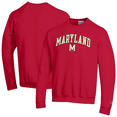 Men's Champion® Red Maryland Terrapins Arch Over Logo Pullover Sweatshirt