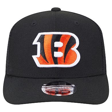 Men's New Era Black Cincinnati Bengals Main Trucker 9SEVENTY Stretch-Snap Hat