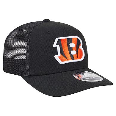 Men's New Era Black Cincinnati Bengals Main Trucker 9SEVENTY Stretch-Snap Hat