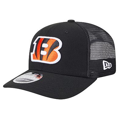Men's New Era Black Cincinnati Bengals Main Trucker 9SEVENTY Stretch-Snap Hat