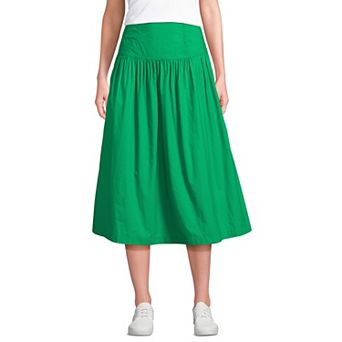 Petite Lands' End Poplin Drop Waist Midi Skirt