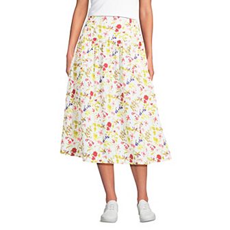 Petite Lands' End Poplin Drop Waist Midi Skirt