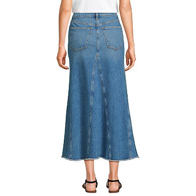 Women's Lands' End Godet Denim Midi Skirt