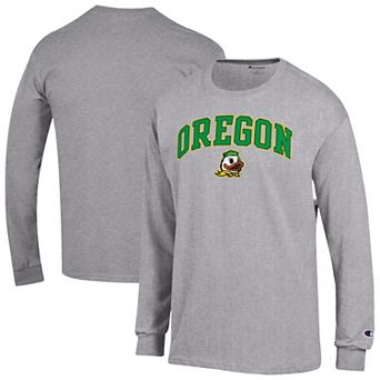 Men's Champion® Heather Gray Oregon Ducks Arch Over Logo Long Sleeve T-Shirt