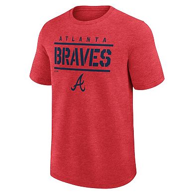 Men's Fanatics Heather Red Atlanta Braves Top Notch T-Shirt