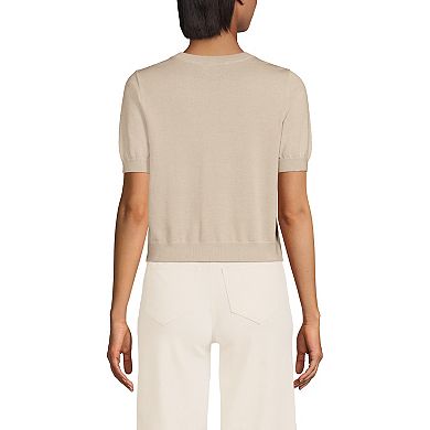 Women's Lands' End Short Sleeve Cardigan Top