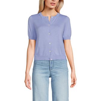 Women's Lands' End Short Sleeve Cardigan Top