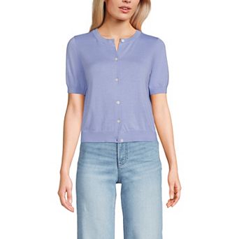 Women's Lands' End Short Sleeve Cardigan Top