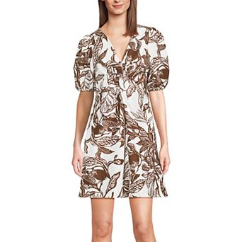 Women's Lands' End Puff Sleeve Above the Knee Dress