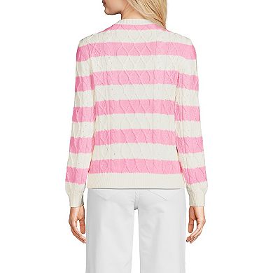 Petite Lands' End Aran Cable Crew Neck Sweater
