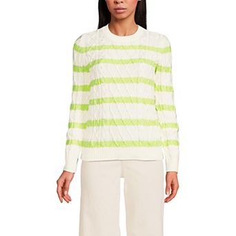 Women's Tall Lands' End Aran Cable Crew Neck Sweater